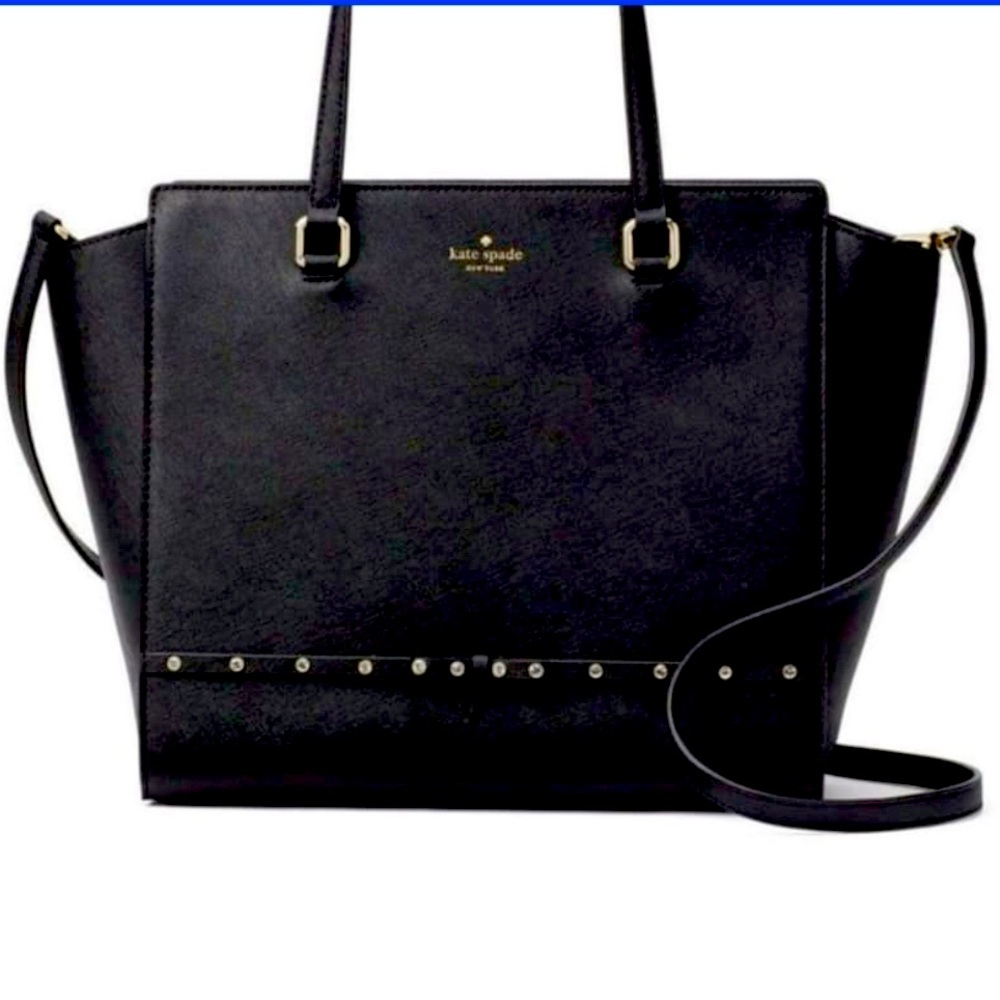 Kate Spade Black Leather Tote with Gold Accents